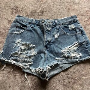 Wrangler Ripped Blue Jean Shorts